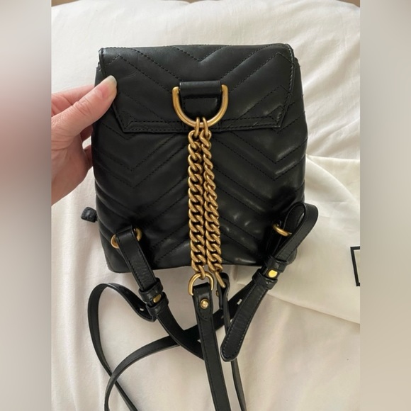 Gucci GG Marmont Drawstring Backpack Matelasse Leather (black) - Picture 7 of 7